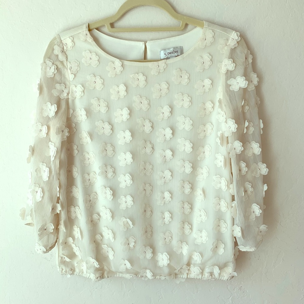 5Twelve Floral Ivory Appliqué Top